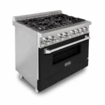 Zline 36 in Professional Dual Fuel Range with Black Matte Door