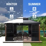 12' x 14' Hardtop Gazebo For Patio Screen House Backyard Sunroom - Image 4