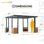 Sunjoy Marbella 10 x 12 ft. Outdoor Patio Black Steel Frame Pergola with Planters - Image 4