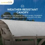 Sunjoy Bellucci 10 x 14 ft. Light Grey Outdoor Cedar Wood Framed Arched Pergola with weather-resistant canopy for Patio - Image 6