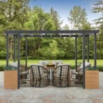 Sunjoy Marbella 10 x 12 ft. Outdoor Patio Black Steel Frame Pergola with Planters - Image 2