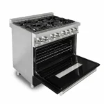 Zline 36 in Professional Dual Fuel Range with Black Matte Door - Image 3