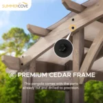 Sunjoy Bellucci 10 x 14 ft. Light Grey Outdoor Cedar Wood Framed Arched Pergola with weather-resistant canopy for Patio - Image 4