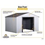 Arrow 10-ft x 8-ft HIGH Point Galvanized Steel Storage Shed - Image 6